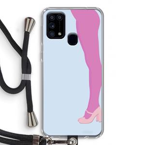 CaseCompany Pink panty: Samsung Galaxy M31 Transparant Hoesje met koord