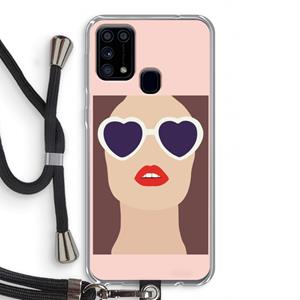 CaseCompany Red lips: Samsung Galaxy M31 Transparant Hoesje met koord