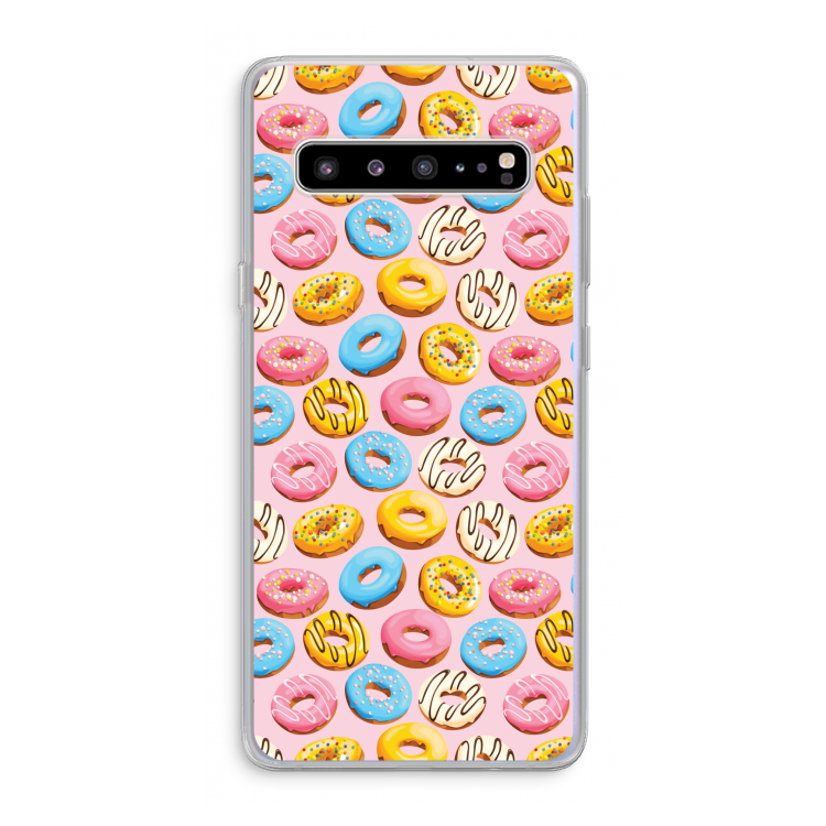 CaseCompany Pink donuts: Samsung Galaxy S10 5G Transparant Hoesje