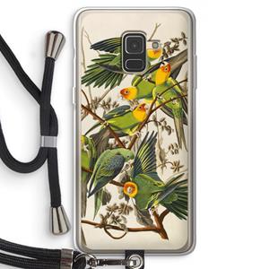 CaseCompany Carolinaparkiet: Samsung Galaxy A8 (2018) Transparant Hoesje met koord