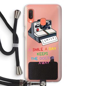 CaseCompany Smile: Samsung Galaxy A20e Transparant Hoesje met koord
