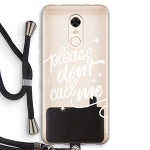 CaseCompany Don't call: Xiaomi Redmi 5 Transparant Hoesje met koord