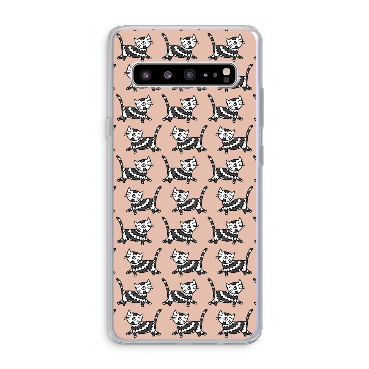 CaseCompany Zwarte poes: Samsung Galaxy S10 5G Transparant Hoesje