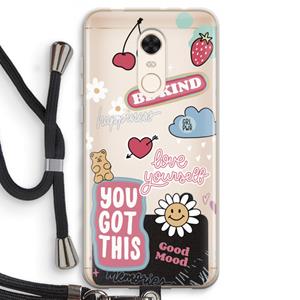 CaseCompany Positivity: Xiaomi Redmi 5 Transparant Hoesje met koord