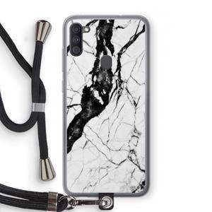 CaseCompany Witte marmer 2: Samsung Galaxy A11 Transparant Hoesje met koord