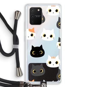 CaseCompany Katten: Samsung Galaxy S10 Lite Transparant Hoesje met koord