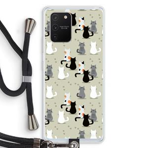CaseCompany Katten: Samsung Galaxy S10 Lite Transparant Hoesje met koord