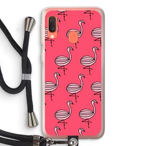 CaseCompany Flamingo: Samsung Galaxy A20e Transparant Hoesje met koord