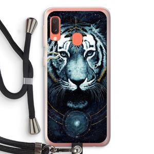 CaseCompany Darkness Tiger: Samsung Galaxy A20e Transparant Hoesje met koord