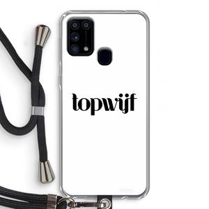 CaseCompany Topwijf Wit: Samsung Galaxy M31 Transparant Hoesje met koord