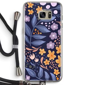 CaseCompany Flowers with blue leaves: Samsung Galaxy S7 Edge Transparant Hoesje met koord