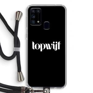 CaseCompany Topwijf Zwart: Samsung Galaxy M31 Transparant Hoesje met koord