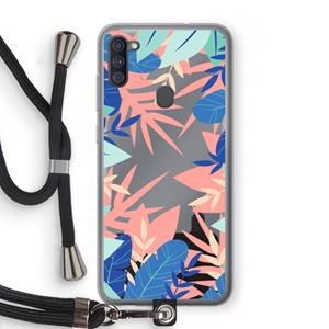 CaseCompany Tropisch: Samsung Galaxy A11 Transparant Hoesje met koord