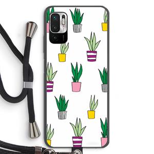 CaseCompany Sanseveria: Xiaomi Redmi Note 10 5G Transparant Hoesje met koord