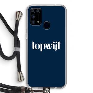 CaseCompany Topwijf Navy: Samsung Galaxy M31 Transparant Hoesje met koord