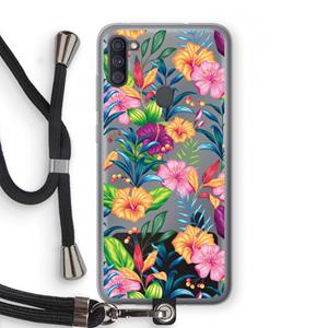 CaseCompany Tropisch 2: Samsung Galaxy A11 Transparant Hoesje met koord