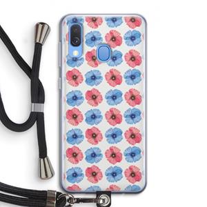 CaseCompany Klaproosjes: Samsung Galaxy A40 Transparant Hoesje met koord