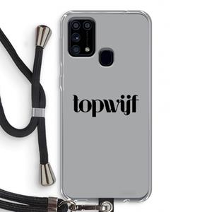 CaseCompany Topwijf Grijs Zwart: Samsung Galaxy M31 Transparant Hoesje met koord