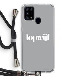 CaseCompany Topwijf Grijs Wit: Samsung Galaxy M31 Transparant Hoesje met koord