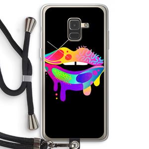 CaseCompany Lip Palette: Samsung Galaxy A8 (2018) Transparant Hoesje met koord