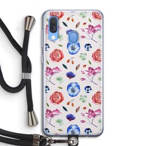 CaseCompany Bloemetjes: Samsung Galaxy A40 Transparant Hoesje met koord