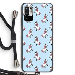 CaseCompany Eenhoorns overal: Xiaomi Redmi Note 10 5G Transparant Hoesje met koord