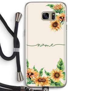 CaseCompany Zonnebloemen: Samsung Galaxy S7 Edge Transparant Hoesje met koord