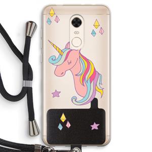 CaseCompany Roze eenhoorn: Xiaomi Redmi 5 Transparant Hoesje met koord