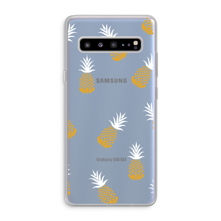 CaseCompany Ananasjes: Samsung Galaxy S10 5G Transparant Hoesje