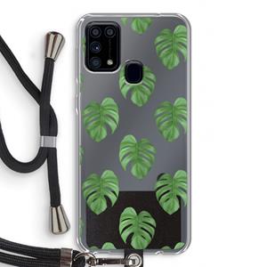 CaseCompany Monstera leaves: Samsung Galaxy M31 Transparant Hoesje met koord
