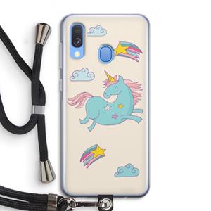 CaseCompany Vliegende eenhoorn: Samsung Galaxy A40 Transparant Hoesje met koord