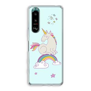 CaseCompany Regenboog eenhoorn: Sony Xperia 5 III Transparant Hoesje