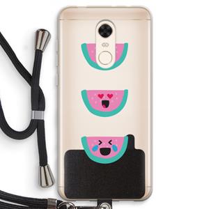 CaseCompany Smiley watermeloen: Xiaomi Redmi 5 Transparant Hoesje met koord