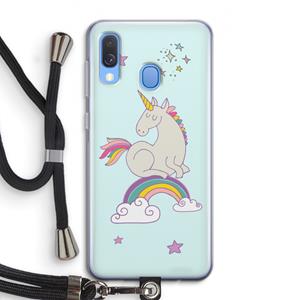 CaseCompany Regenboog eenhoorn: Samsung Galaxy A40 Transparant Hoesje met koord