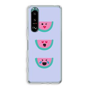 CaseCompany Smiley watermeloen: Sony Xperia 5 III Transparant Hoesje