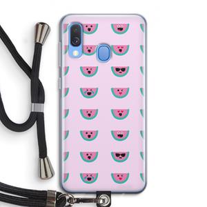 CaseCompany Smiley watermeloenprint: Samsung Galaxy A40 Transparant Hoesje met koord