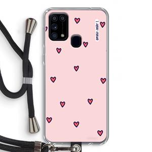 CaseCompany Hartjes: Samsung Galaxy M31 Transparant Hoesje met koord