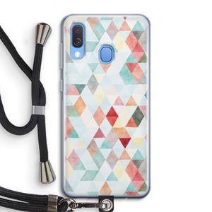 CaseCompany Gekleurde driehoekjes pastel: Samsung Galaxy A40 Transparant Hoesje met koord