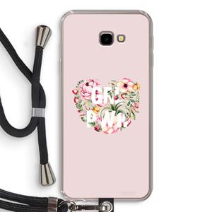 CaseCompany GRL PWR Flower: Samsung Galaxy J4 Plus Transparant Hoesje met koord