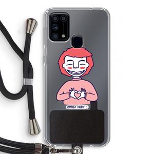 CaseCompany Hartje: Samsung Galaxy M31 Transparant Hoesje met koord