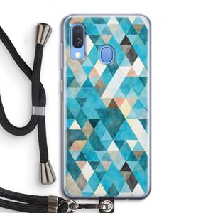CaseCompany Gekleurde driehoekjes blauw: Samsung Galaxy A40 Transparant Hoesje met koord