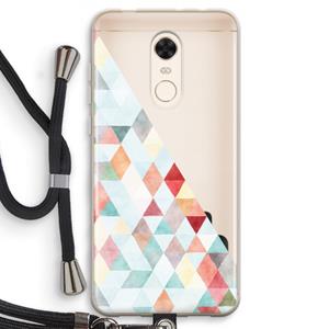CaseCompany Gekleurde driehoekjes pastel: Xiaomi Redmi 5 Transparant Hoesje met koord