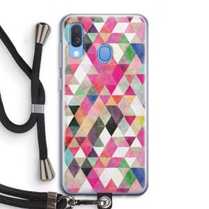 CaseCompany Gekleurde driehoekjes: Samsung Galaxy A40 Transparant Hoesje met koord