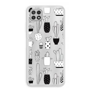 CaseCompany Cactusmotief: Samsung Galaxy A22 4G Transparant Hoesje