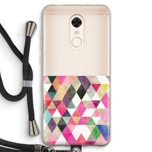 CaseCompany Gekleurde driehoekjes: Xiaomi Redmi 5 Transparant Hoesje met koord