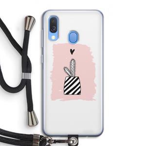 CaseCompany Zwart-wit cactus: Samsung Galaxy A40 Transparant Hoesje met koord