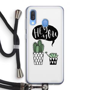 CaseCompany Hey you cactus: Samsung Galaxy A40 Transparant Hoesje met koord