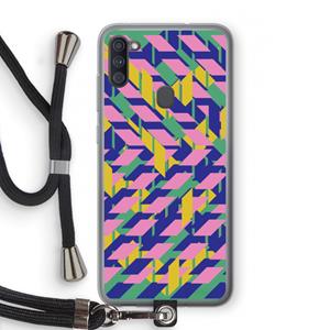 CaseCompany Skew Blush 1: Samsung Galaxy A11 Transparant Hoesje met koord