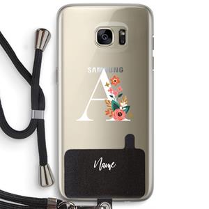 CaseCompany Pink Bouquet: Samsung Galaxy S7 Edge Transparant Hoesje met koord