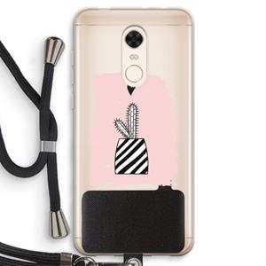 CaseCompany Zwart-wit cactus: Xiaomi Redmi 5 Transparant Hoesje met koord